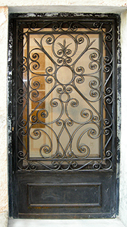 PORTE VITREE AVEC GRILLE DE DEFENSE